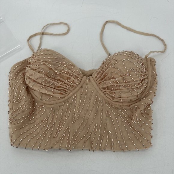 OH POLLY Beaded Crop Tank Bustier Top Size 0 - Picture 12 of 12